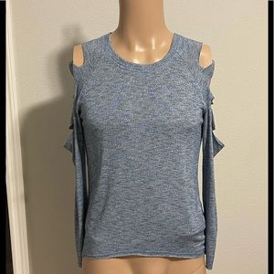 Elan Dusty Blue Lightweight Cut Sleeve Sweater Top Super Soft, Size Small